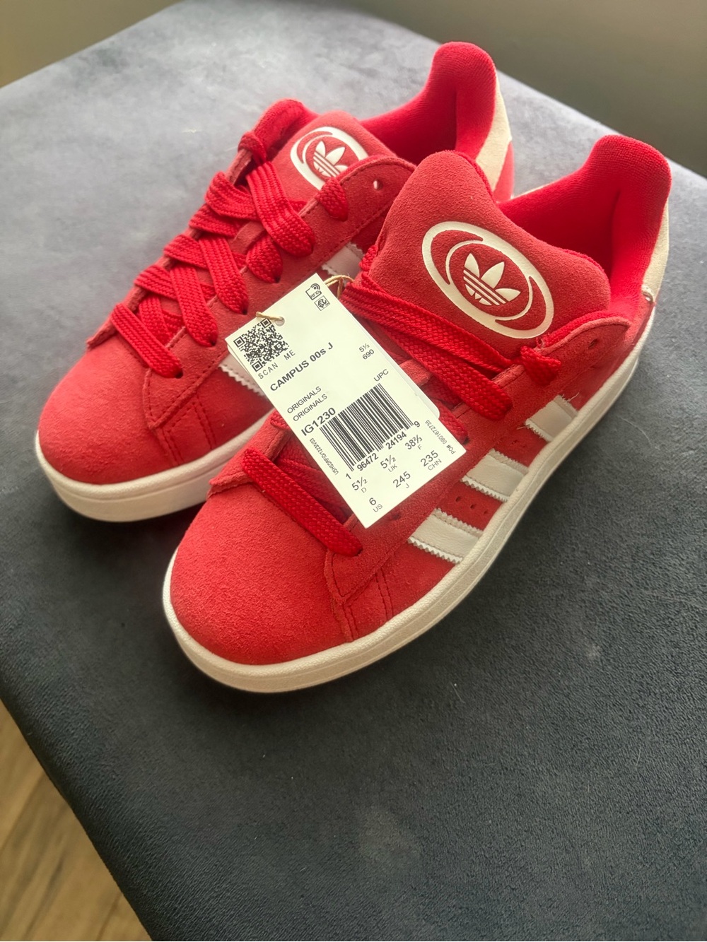 adidas Kids Red and White Campus Suede Sneakers
